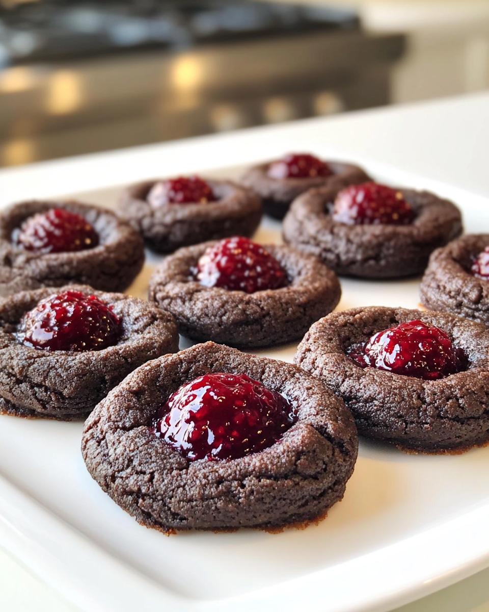 25 Irresistible Sugar Free Chocolate Raspberry Thumbprint Cookies