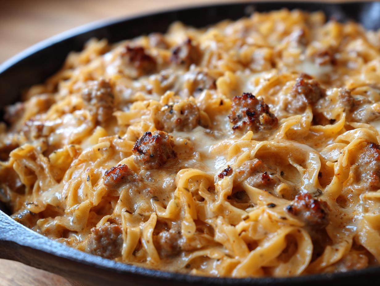 Cabbage and Sausage Alfredo Skillet (Keto Friendly) - detail 1