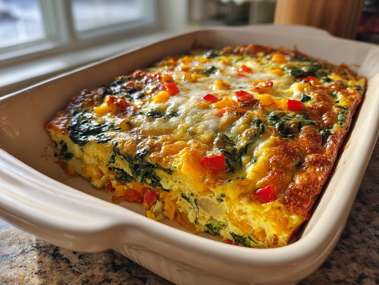 Fluffy Egg White Spinach Breakfast Bake (Low Carb) in 30 Minutes