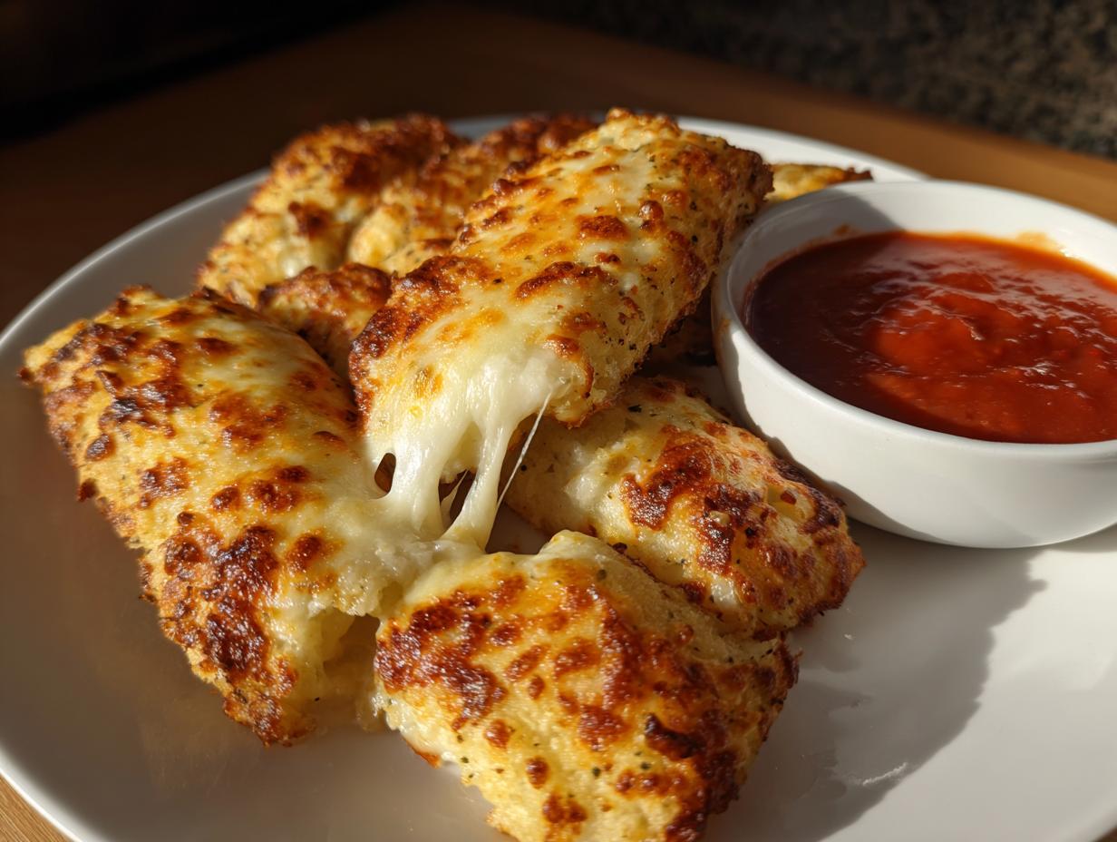 Keto Cheesy Breadsticks with Marinara Dip - detail 1
