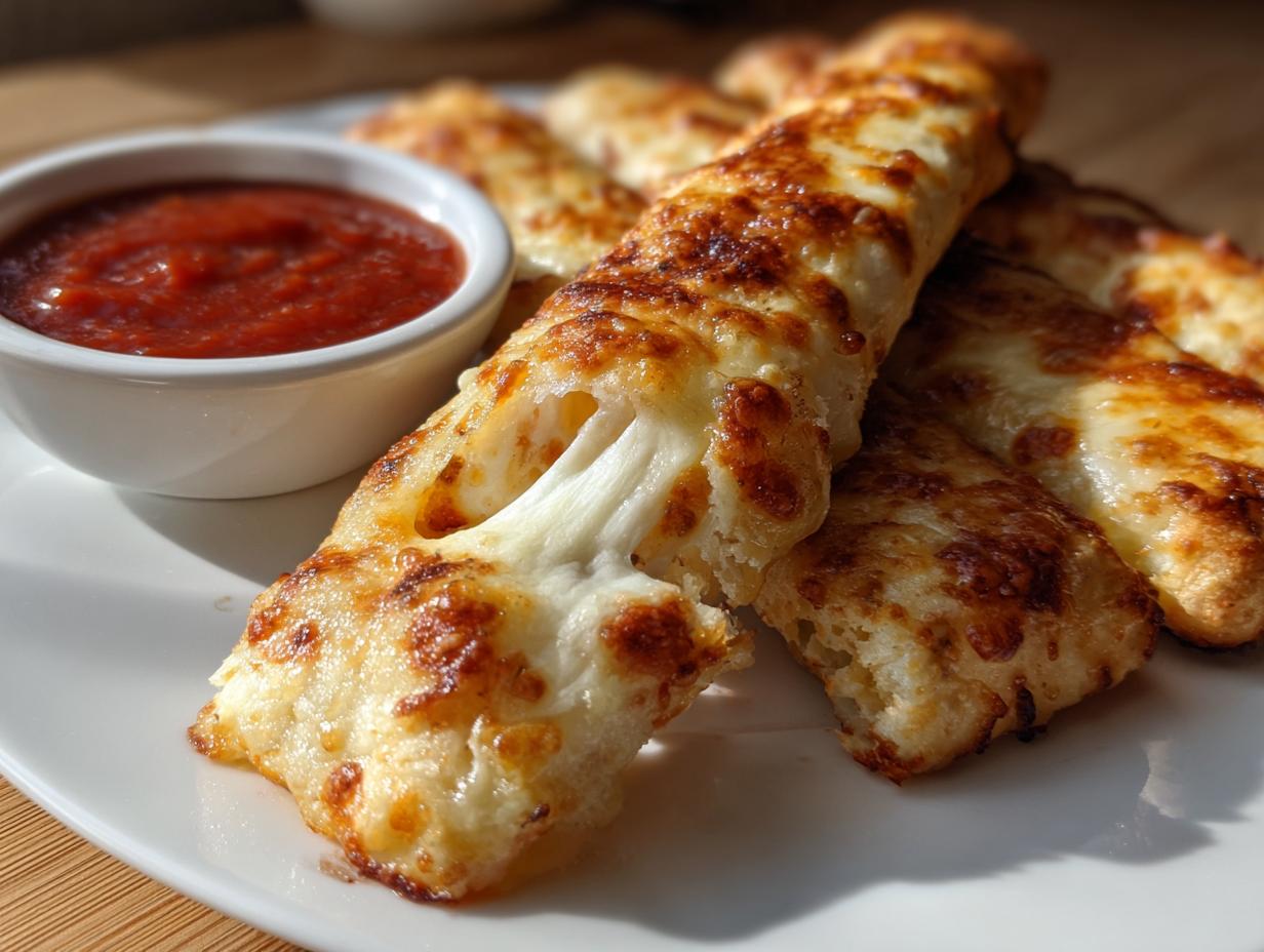 Keto Cheesy Breadsticks with Marinara Dip