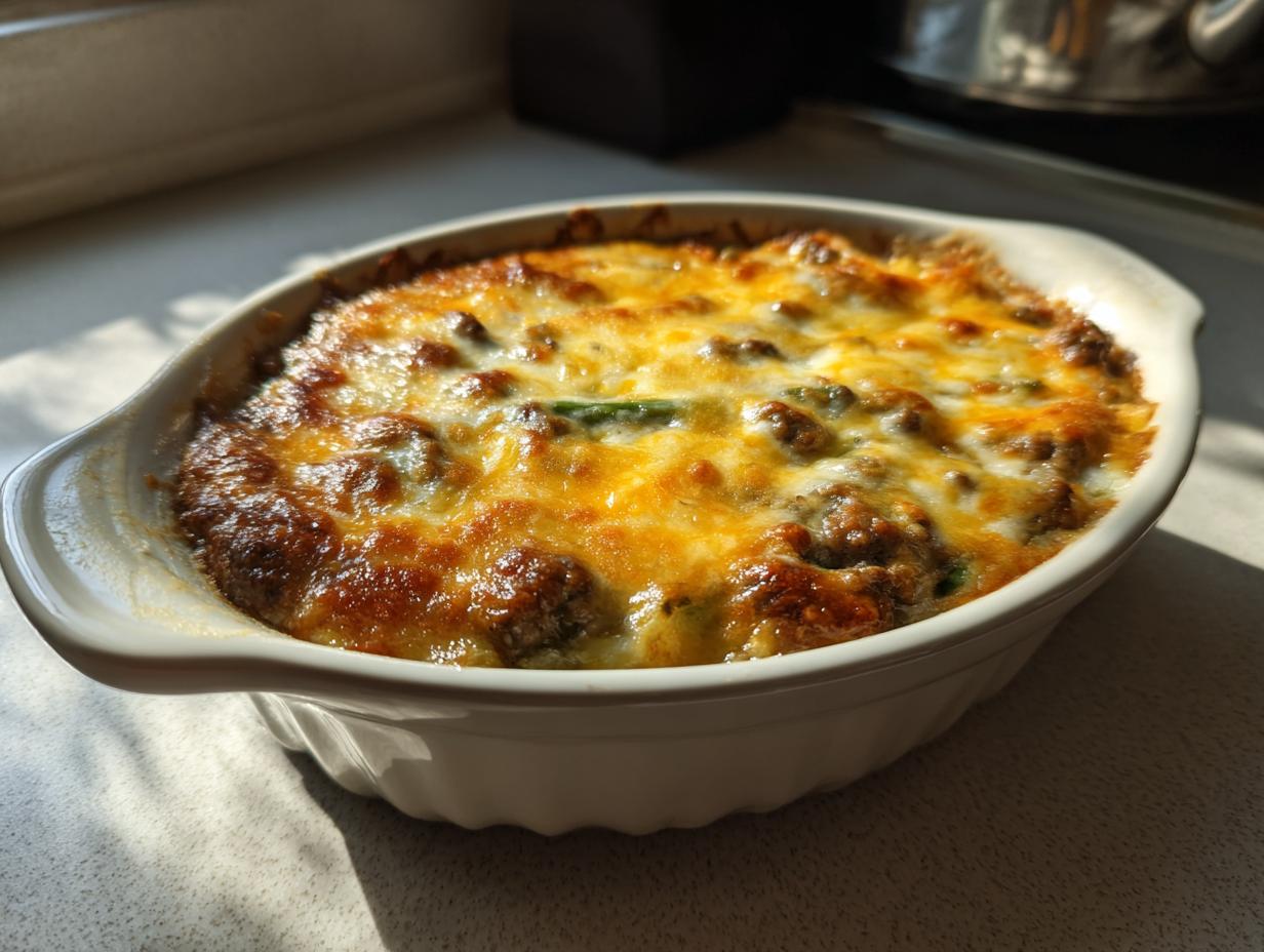 Irresistible Keto Green Bean Hamburger Casserole Bake in 35 Minutes