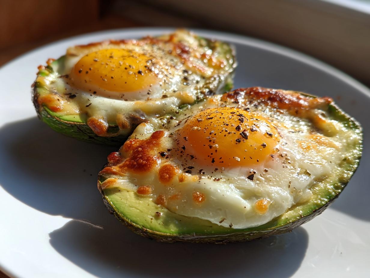 Low Carb Avocado Egg Boats with Cheese