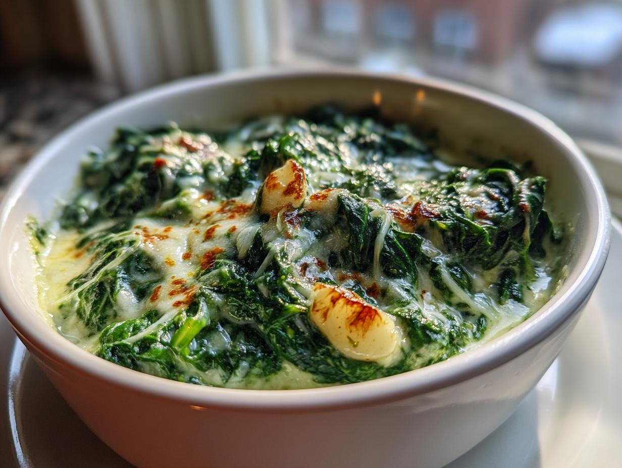 Low Carb Creamed Spinach with Parmesan