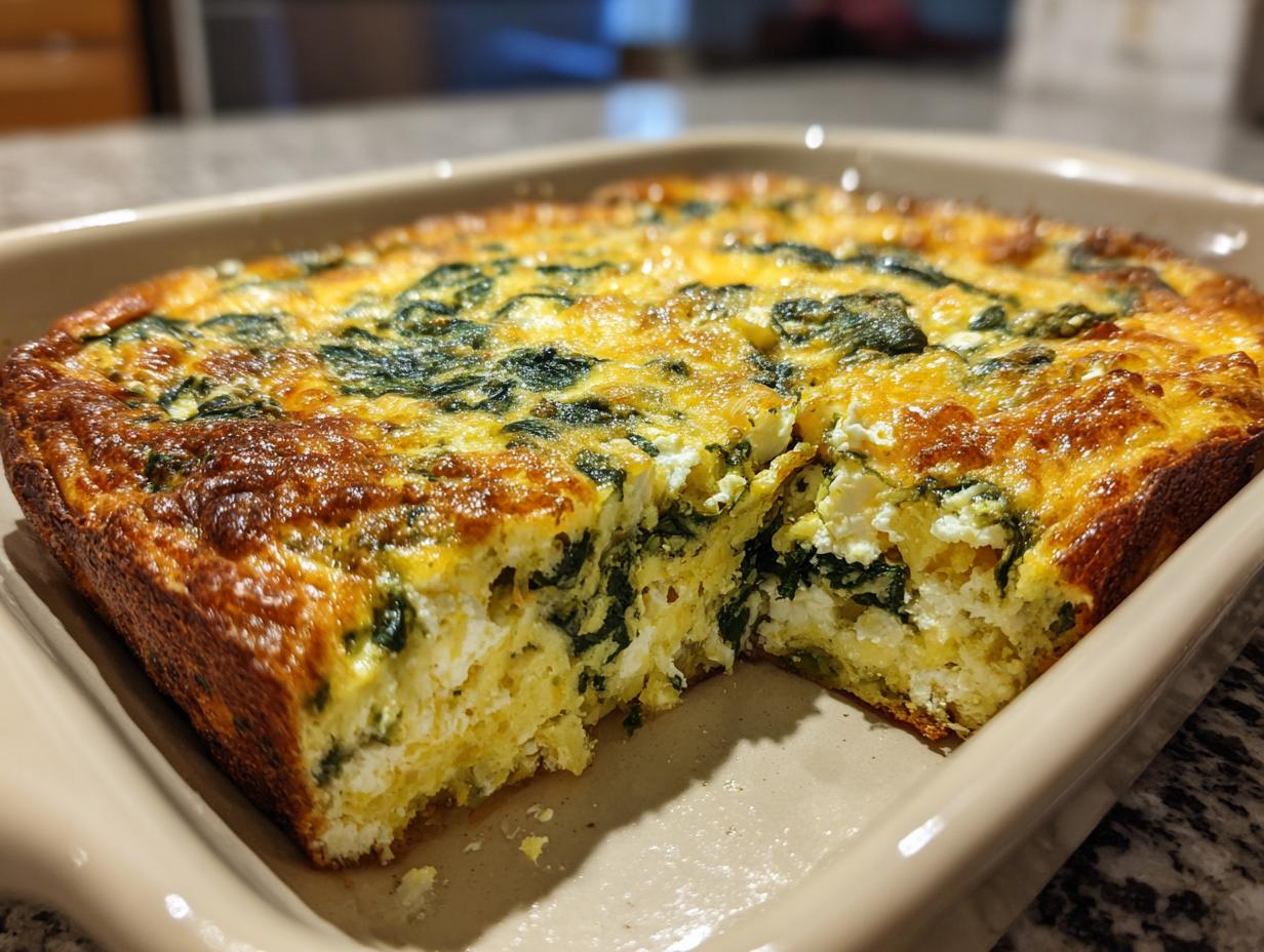 Spinach Feta Egg Bake (Low Carb Breakfast) - detail 1