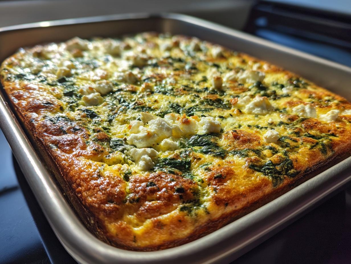 Spinach Feta Egg Bake (Low Carb Breakfast) - detail 2