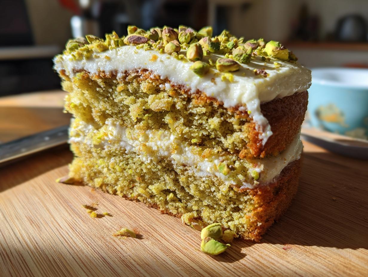 Sugar Free Pistachio Cake with Mascarpone Frosting - detail 1