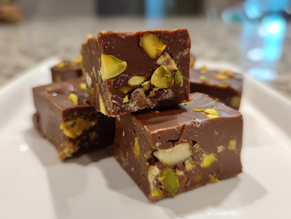 Sugar Free Pistachio Chocolate Fudge (Low Carb) - detail 1