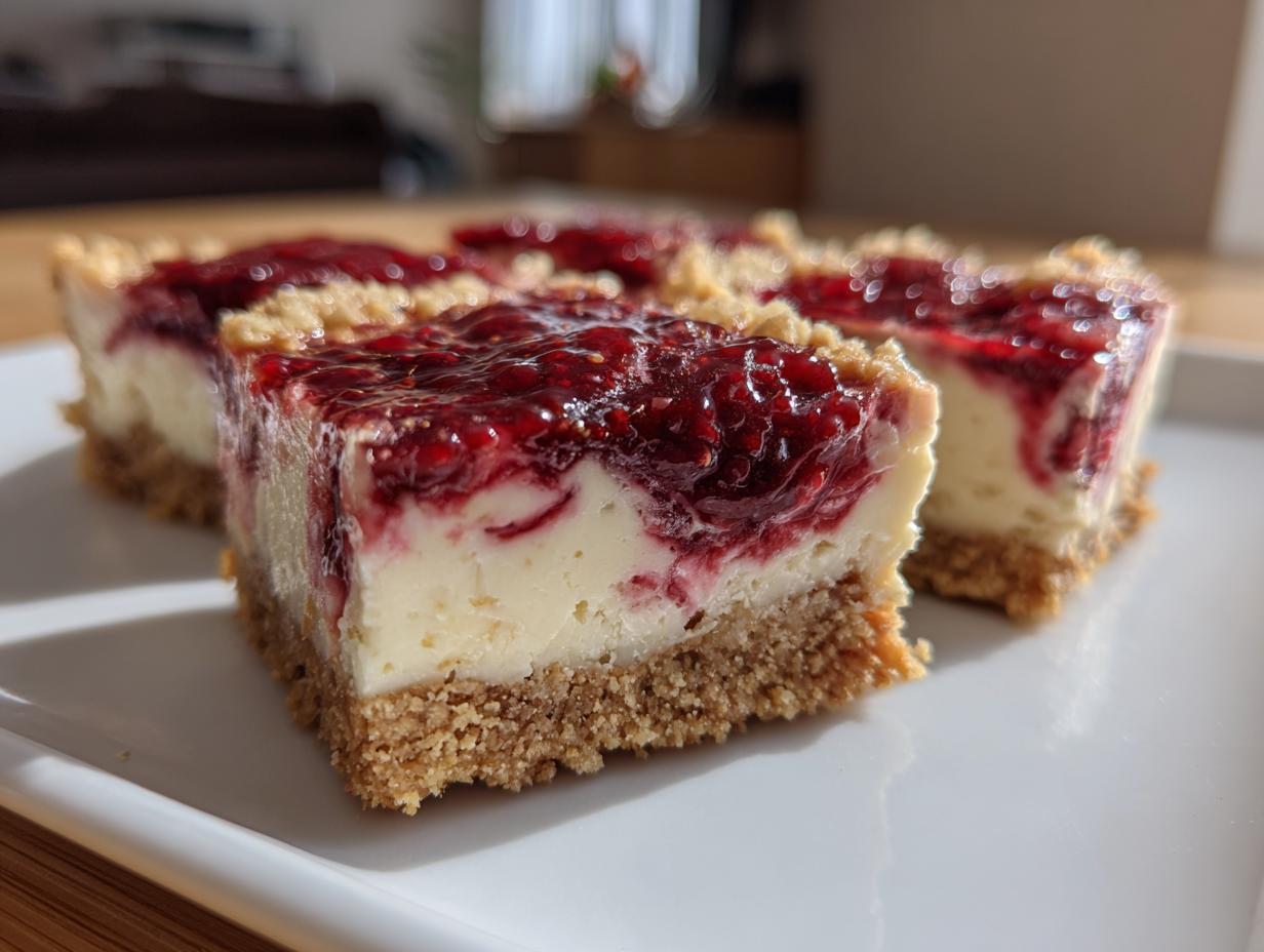 Sugar Free Raspberry Cheesecake Bars (Low Carb) - detail 1